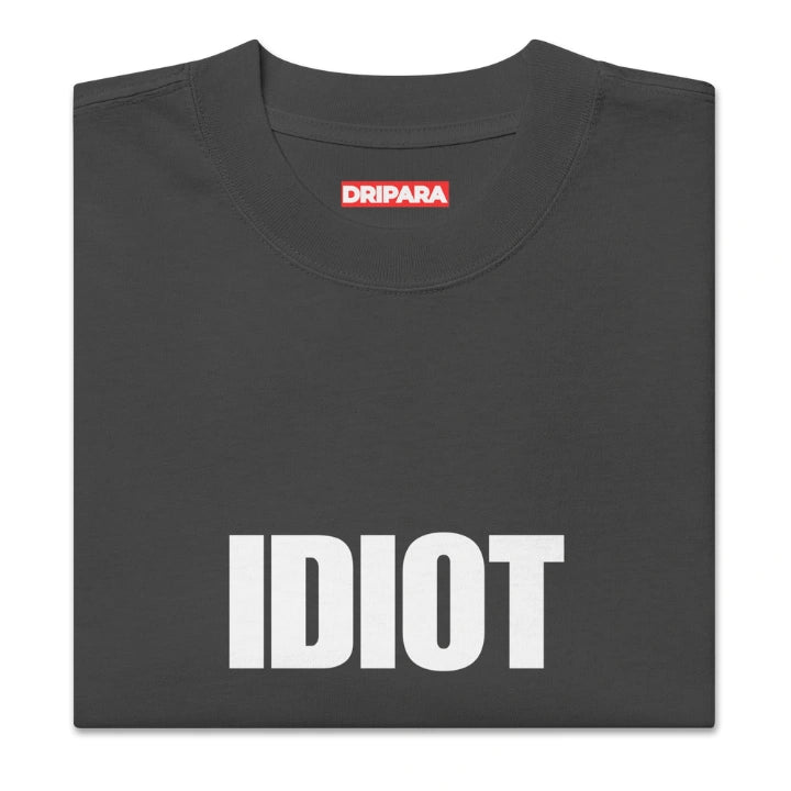 IDIOT PROOF™ Oversized Tee – Faded Black
