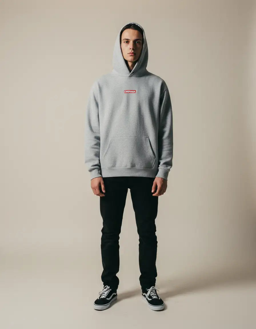 DRIPARA BOX LOGO HOODIE – GREY