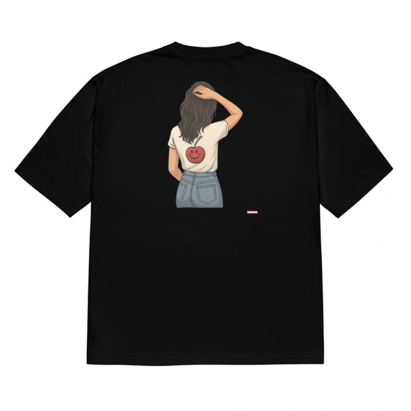 "STAY JUICY" OVERSIZED BLACK TEE – SUMMER 25 DROP