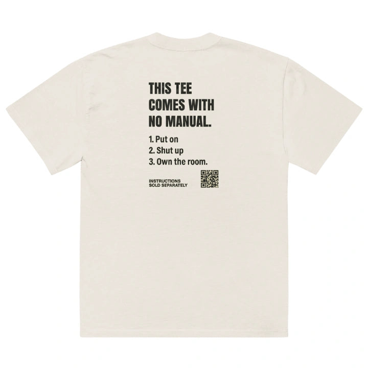 NO MANUAL.™ Oversized Tee – Faded Bone
