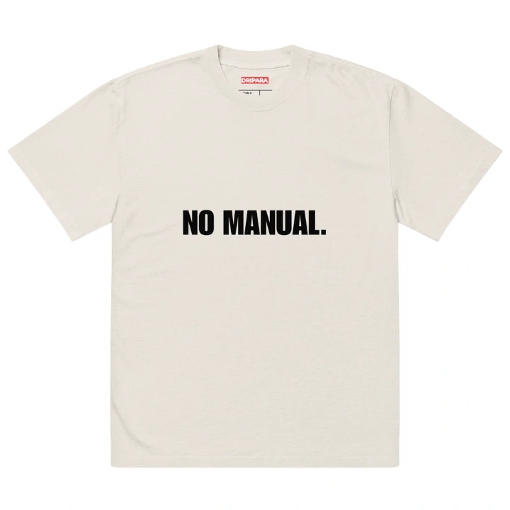 NO MANUAL.™ Oversized Tee – Faded Bone