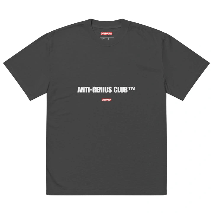 ANTI-GENIUS CLUB™ Oversized Tee – Faded Black