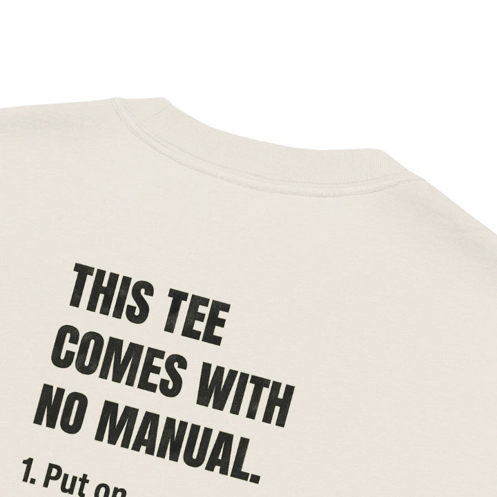NO MANUAL.™ Oversized Tee – Faded Bone
